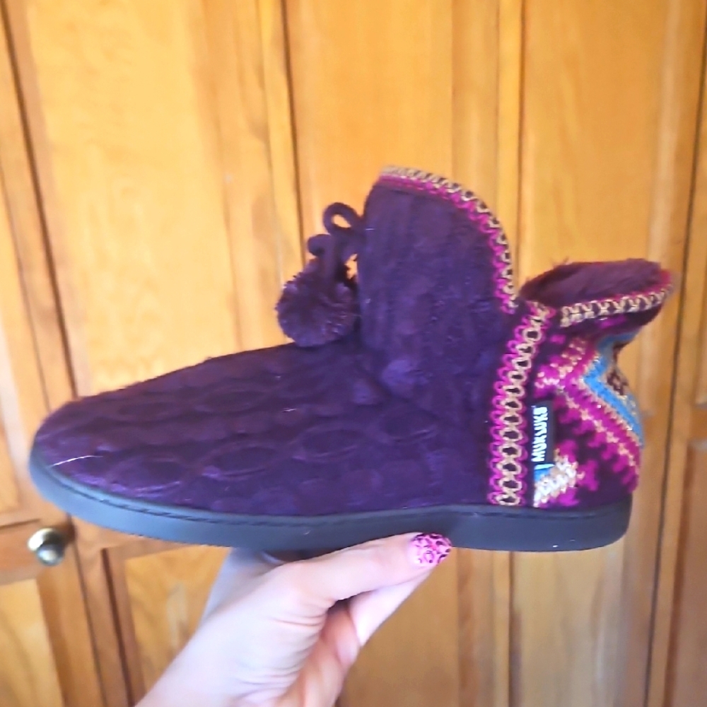 Muk Luks Purple Knit Slipper Boots
